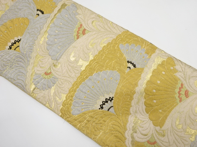 JAPANESE KIMONO / ANTIQUE FUKURO OBI / WOVEN ABSTRACT FLOWER